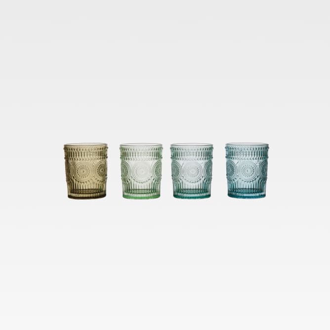Storied Home Embossed Drinking Glass