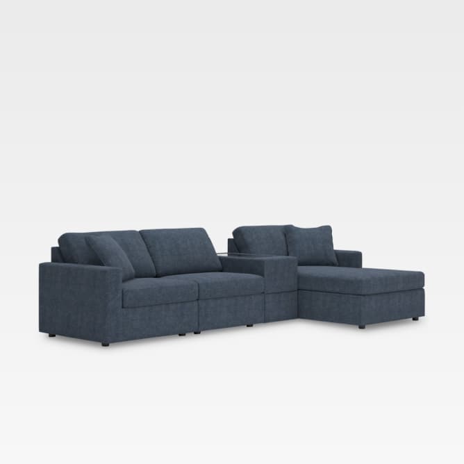 Modmax 4-Piece Modular Performance Fabric Sectional with Chaise and Storage Console