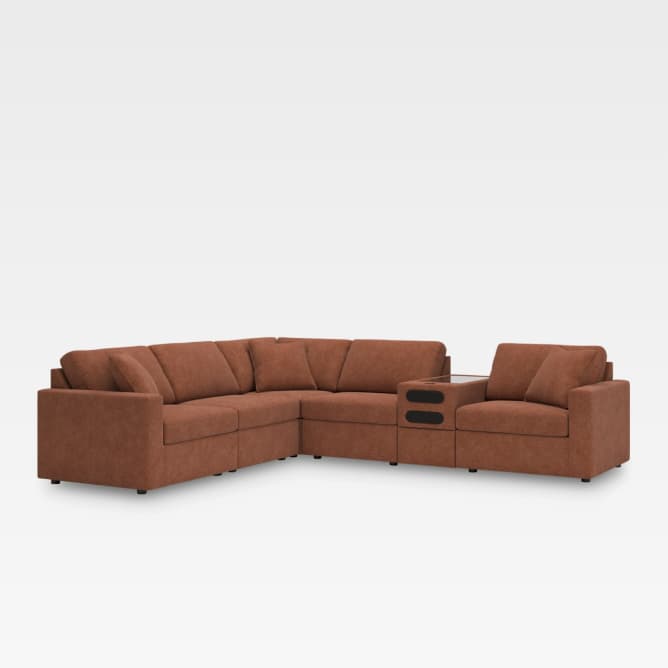 Modmax 6-Piece Modular Performance Fabric Sectional with Audio Console