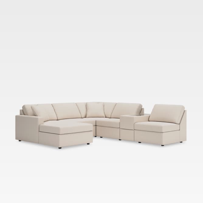 Modmax 6-Piece Modular Performance Fabric Sectional with Chaise and Storage Console