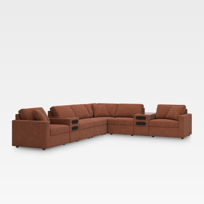 Modmax 8-Piece Modular Performance Fabric Sectional with Audio Consoles