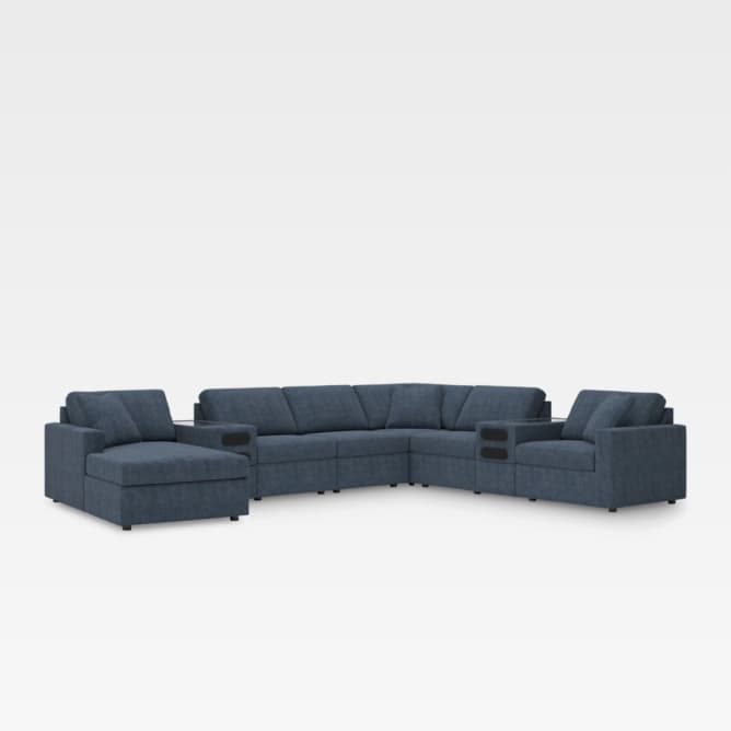 Modmax 8-Piece Modular Performance Fabric Sectional with Chaise and Audio Consoles