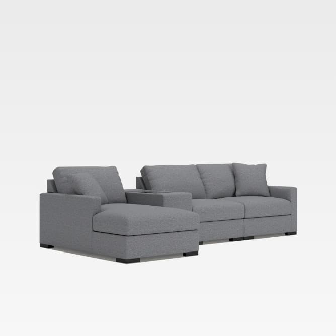 Modmax Premier 4-Piece Modular Performance Fabric Sectional with Chaise and Storage Console