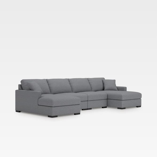 Modmax Premier 4-Piece Modular Performance Fabric Sectional with Double Chaise