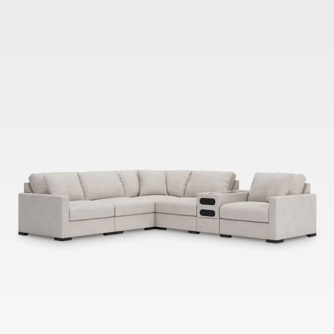 Modmax Premier 6-Piece Modular Performance Fabric Sectional with Audio Console