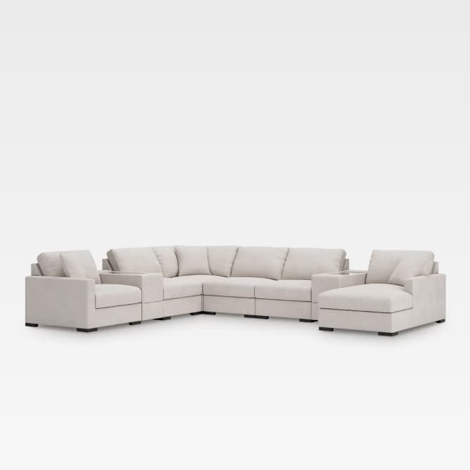 Modmax Premier 8-Piece Modular Performance Fabric Sectional with Chaise and Storage Consoles