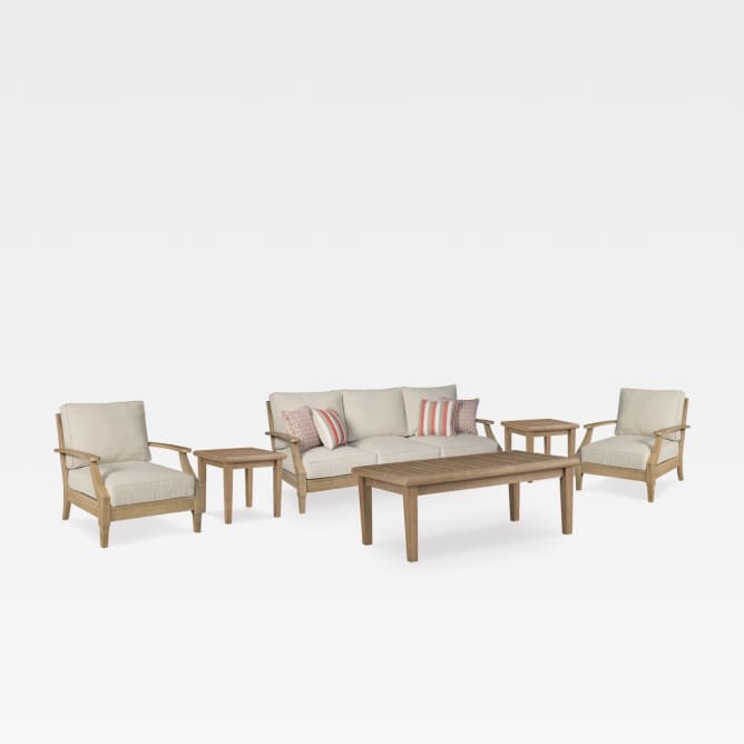 Clare View Outdoor Sofa and 2 Lounge Chairs with Coffee Table and 2 End Tables