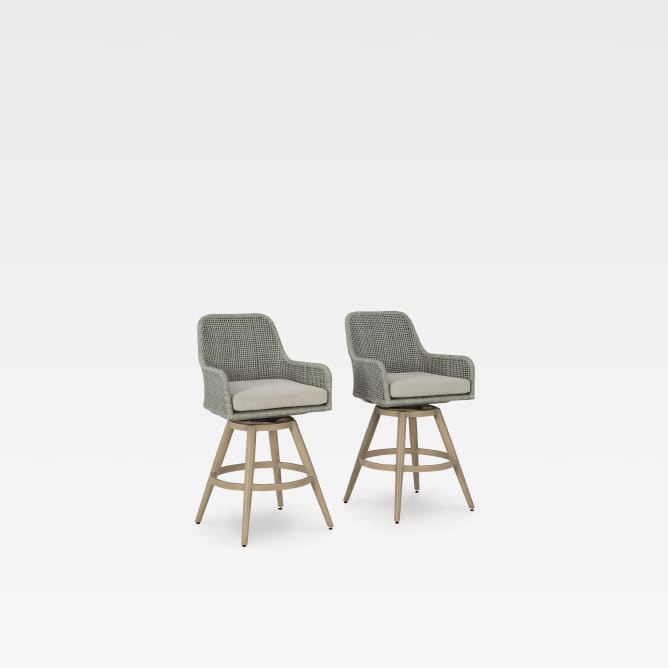 Seton Creek Outdoor Bar Height Barstool with Cushion (Set of 2)