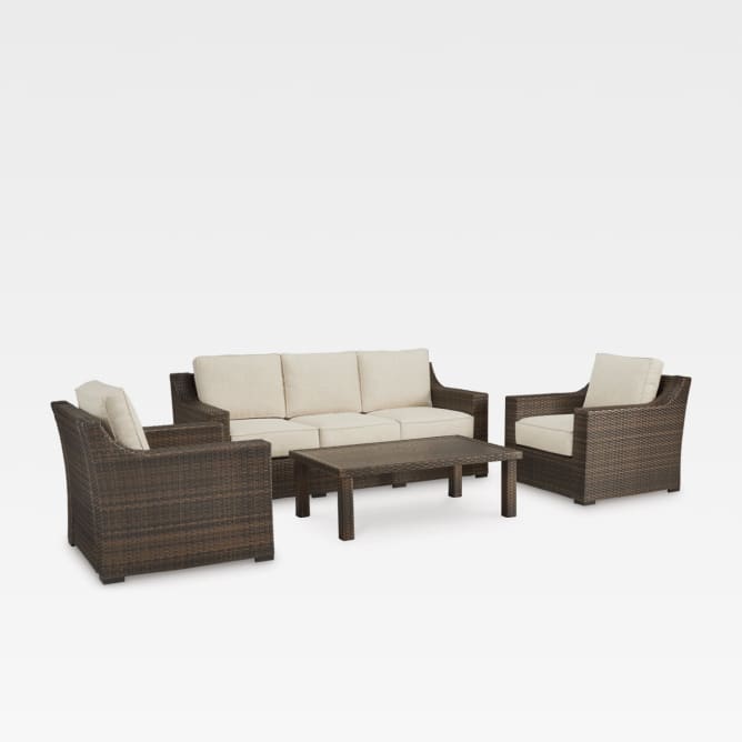 Wellingtons Peak Outdoor Sofa and 2 Chairs with Coffee Table